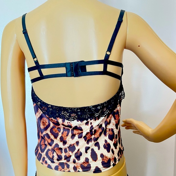 New Windsor Sultry Leopard Print Lace Bust Strappy Back Top - Picture 8 of 9